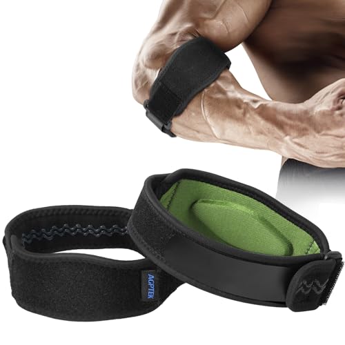 AGPTEK Elbow Brace for Tendonitis and Tennis Elbow 2 Pack, Tennis Golfers Elbow Support Arm Band Elbow Wrap Weightlifting Elbow Strap with Compression Pad for Men & Women (Green) - color: Green