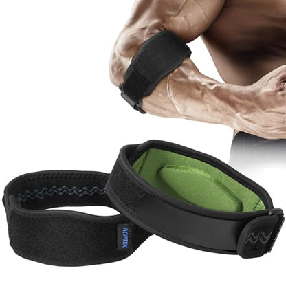 AGPTEK Elbow Brace for Tendonitis and Tennis Elbow 2 Pack, Tennis Golfers Elbow Support Arm Band Elbow Wrap Weightlifting Elbow Strap with Compression Pad for Men & Women (Green) - color: Green
