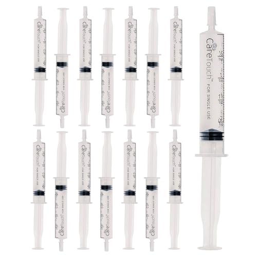 Care Touch 15 Pack 10ml Oral Syringes with Luer Slip Tip - Disposable 10cc Syringe Without Needle - Liquid Medicine Syringes for Children, Babies, Infants and Pets - Single-Wrapped and Leak Resistant