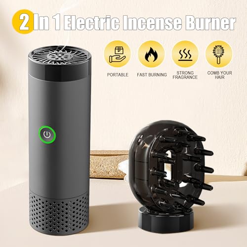 Electronic Incense Burner Electric Aroma Diffuser Fragrance Arab Bakhoor Arabian Incense Holder Censer for Outdoor, Household, Desktop, Office, Grey - color: Gray