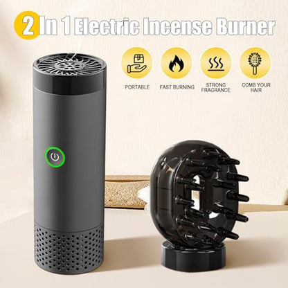 Electronic Incense Burner Electric Aroma Diffuser Fragrance Arab Bakhoor Arabian Incense Holder Censer for Outdoor, Household, Desktop, Office, Grey - color: Gray
