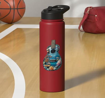 Ukulele Water Stainless Steel Insulated Water Bottle - color: Red