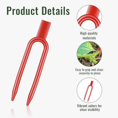 120 PCS Plant Pins for Pothos, Plastic Strawberry Garden Pins, Reusable Plant Pins for Indoor Plants, Strawberry Support Pin Fork Vine Fixing Clips, Garden Fork for Plant Cutting Farming Securing(Red)