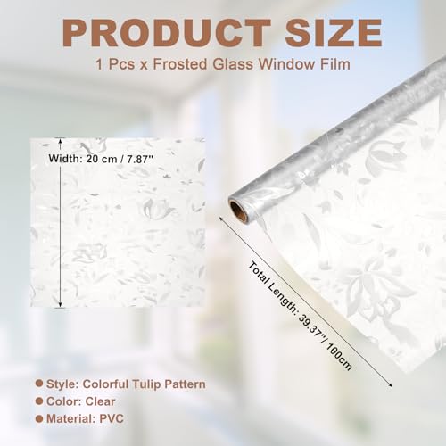 uxcell Window Privacy Film, 39.4 x 7.9 Inch Frosted Glass Window Film, Static Cling Non-Adhesive Reusable Door Coverings 3D Flower Pattern for Bathroom Home Living Room, Clear - size: 39.4 x 7.9 Inch