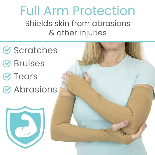 Vive (2 Pairs) Arm Protectors for Thin Skin and Bruising - Protective Geri Arm Sleeve Guards for Elderly, Men & Women - size: Small