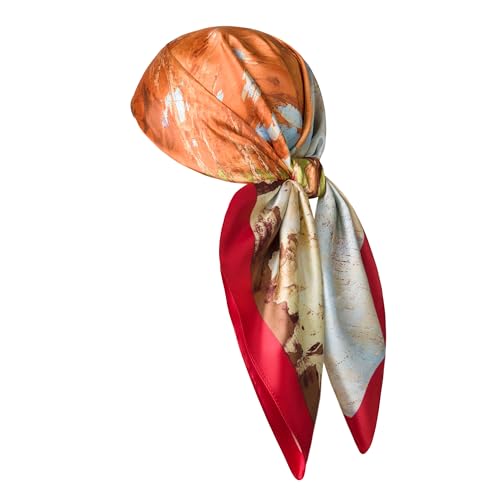 Silk-Feel 35x35 Satin Hair Scarf | Multi-Way Head Wrap for Sleep, Style & Hijab | Gift-Ready Fashion Scarf for Women - color: Yellow-birch Tree