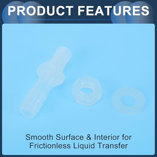 Plastic Hose Barb Fitting 5/16" M8 Male Thread Straight Pipe Connector with Nuts Gaskets Clear 1 Set