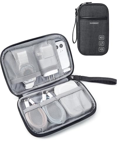 BAGSMART Electronics Travel Organizer for Cords Chargers Phones, Black - color: Single Layer Black