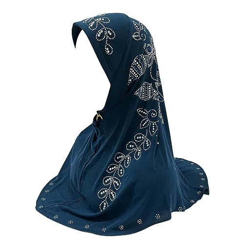 RARITYUS Women Bling Rhinestone Pearl Instant Scarf Muslim Hijab Fashion Shawl Head Wrap Turban Cap with Flower Accent - color: Z Color 10