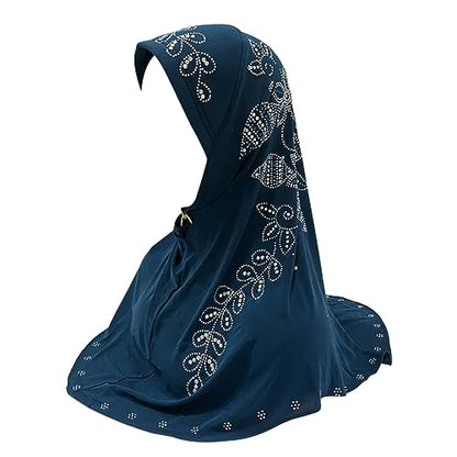 RARITYUS Women Bling Rhinestone Pearl Instant Scarf Muslim Hijab Fashion Shawl Head Wrap Turban Cap with Flower Accent - color: Z Color 10
