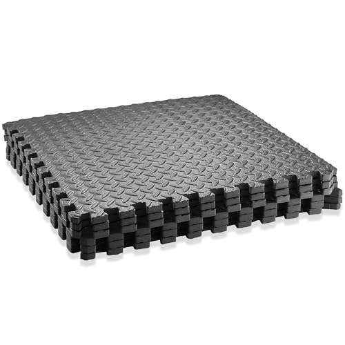 Philosophy Gym Pack of 6 Exercise Flooring Mats - 24 x 24 Inch Foam Rubber Interlocking Puzzle Floor Tiles - Black - color: 24 Sq Ft, 1/2" Thick - Black