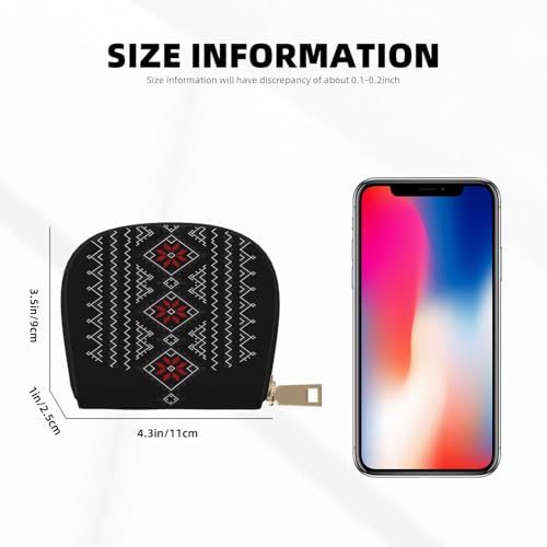 Geometric Pattern RFID Blocking Semi Circle Card Holder PU Leather Zipper Wallet Pouch Keychain Bag for Women Men, Slim Small Credit Card Case Organizer with 12 Slots - color: Geometric Pattern