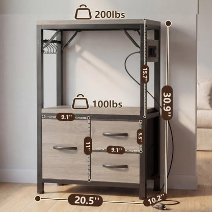 Heybly 5-10 Gallon Fish Tank Stand, Aquarium Stand with Drawer, Power Outlet, Heavy Duty Metal Frame, for Fish Tank, Turtle & Reptile Terrarium, 20.5" × 10.2" Top, 200lbs, Rustic Gray HAS002SSG-1 - color: Greige, size: 5-10 gal