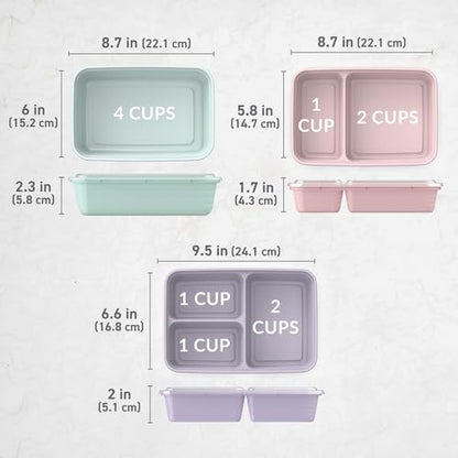 Bentgo Prep 60-Piece Meal Prep Kit - Reusable PFAS & BPA-Free Food Containers, 1-Compartment, 2-Compartment, & 3-Compartments - Microwave, Freezer, & Dishwasher Safe (Floral Pastels) - color: Floral Pastels