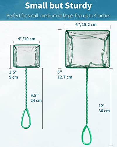 Pawfly Aquarium Fish Net with Braided Metal Handle Square Net with Soft Fine Mesh Sludge Food Residue Wastes Skimming Cleaning Net for Fish Tanks Small Koi Ponds and Pools - style: 4 Inch(4 Pack)