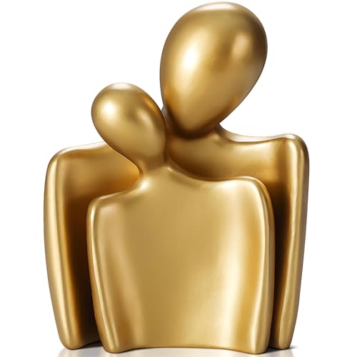 Flytime Love Couple Statue-8 Inch, Suitable for Home Modern Art Decor Sculpture Placed in TV Stand, Living Room, Bookshelf, Bedroom for Valentine's Day, Wedding, Anniversary(Gold) - color: Gold