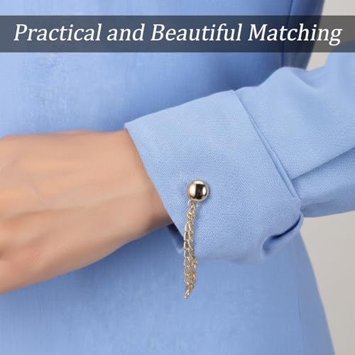 12 Pcs Magnetic Clothing Clips with Chain, Multi-Function Magnet Button Pins Hijab Cuff Clips for Women Clothes Sleeves Strong Magnet Pin for Fixing Hem of Clothes Long Pants Legs Sleeves of Shirts