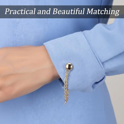 12 Pcs Magnetic Clothing Clips with Chain, Multi-Function Magnet Button Pins Hijab Cuff Clips for Women Clothes Sleeves Strong Magnet Pin for Fixing Hem of Clothes Long Pants Legs Sleeves of Shirts