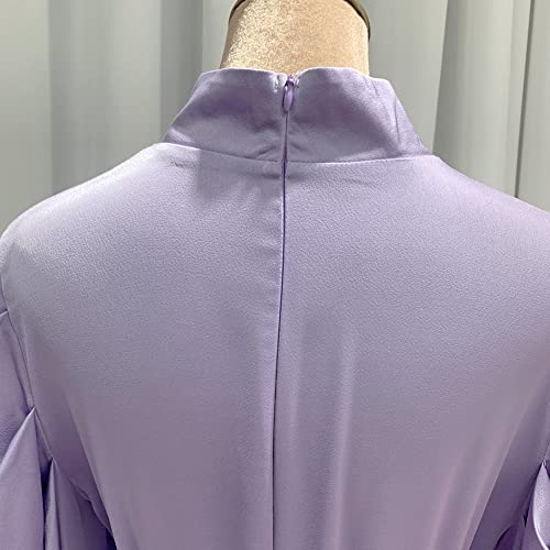 OBEEII Muslim Dress for Women Loose Full Cover Long Abaya Satin Dress Kaftan Abayas Islamic Robe S-XXL - color: Purple, size: X-Large