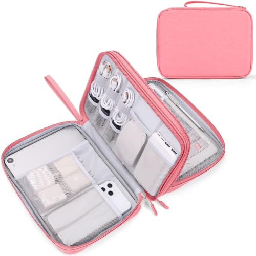 FYY Electronic Organizer, Travel Tech Pouch Bag, Extra Large, Pink - color: Pink, size: 10.8 x 8 x 3.15 inches