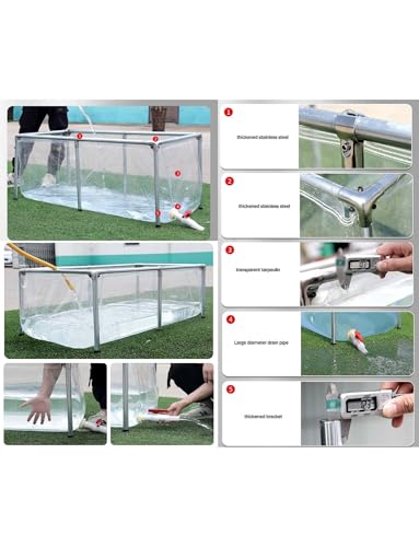 Temporary Holding Tank,Portable Water Storage Containers,Folding PVC Fish Pond,Transparent Aquarium Pool with Drain Valve(200x100x60cm) - size: 200x100x60cm