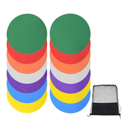 MUXSAM 14Pcs Spot Markers for Agility Dot Gym PE Training Dance, Flat Disc Markers, Soccer Cones, Field Court Markers, Football Training Equipment with Bag for Games Floor Dots Sport - size: 23cm/9in
