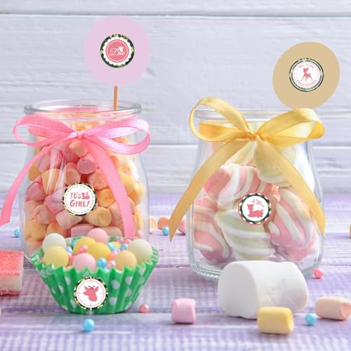Pink Hunting It's A Girl Kiss Sticker Labels - Deer Theme Gender Reveal Round Candy Sticker Favors - Deer Hunting Girl Baby Shower or Birthday Party Party Labels Fit Chocolate Candy (Set of 150) - color: Deer It's a Girl