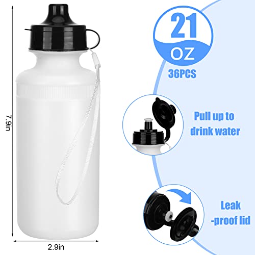 Zubebe 36 Pcs Sports Water Bottles Bulk Squeeze Reusable Bpa-free Plastic Water Bottles End of the Year Gifts Summer Gifts for Students School Travel Hiking Cycling Event Team Gift - color: White