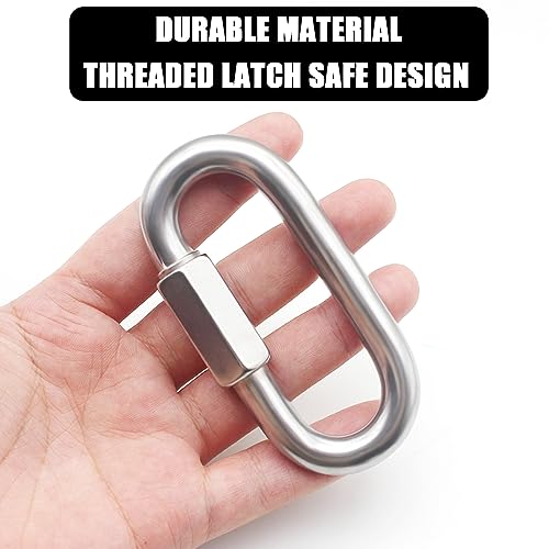 Anvin 2 Pack Large Quick Links M10 3/8 Inch Heavy Duty Carabiner Stainless Steel Chain Links Connector D Shape Locking Chain Hooks Repair Utility Screw Links for Camping Outdoor Equipment Hammocks - style: Oval, 3.5 Inch, 2 Pack