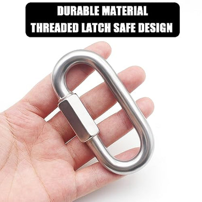Anvin 2 Pack Large Quick Links M10 3/8 Inch Heavy Duty Carabiner Stainless Steel Chain Links Connector D Shape Locking Chain Hooks Repair Utility Screw Links for Camping Outdoor Equipment Hammocks - style: Oval, 3.5 Inch, 2 Pack