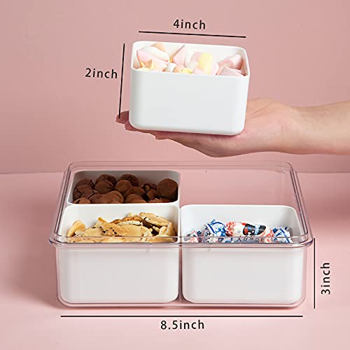 채소 샤퀴테리용 뚜껑이 있는 분할 서빙 트레이, 부분 조절 샐러드 키퍼, 탈착식 박스 4개, 쌓을 수 있는 냉장고 정리함 통 식품 보관 정리함 농산물 세이버 - size: 1 Pack