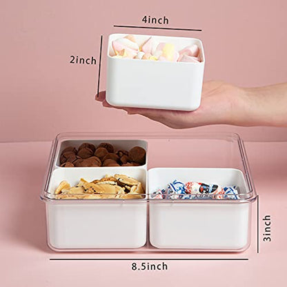 채소 샤퀴테리용 뚜껑이 있는 분할 서빙 트레이, 부분 조절 샐러드 키퍼, 탈착식 박스 4개, 쌓을 수 있는 냉장고 정리함 통 식품 보관 정리함 농산물 세이버 - size: 1 Pack