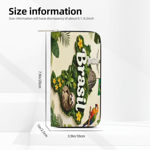 Brazil's Diversity And Nature PU Leather Long Wallet for Women Men, Zipper Clutch Wallet RFID Card Holder Organizer - color: Brazil's Diversity And Nature