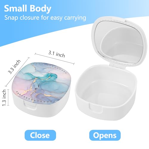 Retainer Case with Mirror and Ventilation, Blue Marble - color: Blue Marble