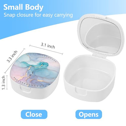 Retainer Case with Mirror and Ventilation, Blue Marble - color: Blue Marble
