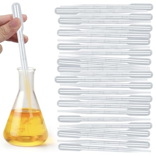 120Pcs Plastic Transfer Pipettes 3ml Dropper for Oil | Disposable Dropper, Eyedropper Water Droppers, For Craft Lab Resin Paint - size: 3ml