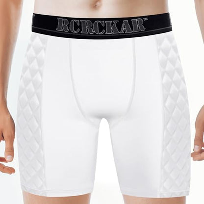 Baseball Sliding Shorts Protective Athletic Compression Underwear w/Cup Baseball Football Lacrosse - color: White, size: Small