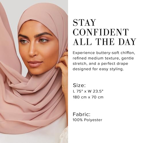 Premium Chiffon Hijab Scarf for Women Lightweight Non Slip Fashion Scarves - color: Pink Taupe, size: 1 Pack