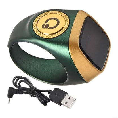 IQibla Smart for Zikr Ring with Digital Counter, Vibration Reminder, for OLED Display, 40mAh for battery and Prayer Time Alerts for Muslims, Black(22mm green) - size: 22mm green