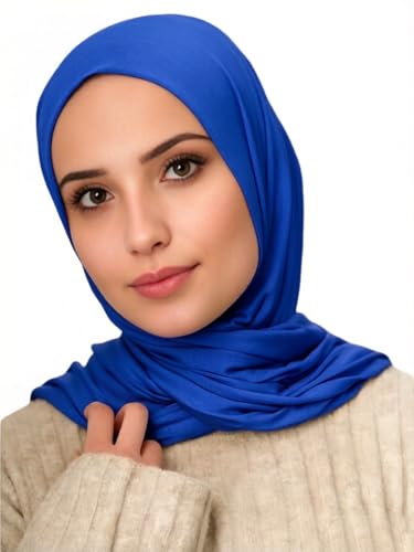 Harewom Polyester Hijab Lightweight Solid Head Wrap Scarf for Women Daily - color: Royal Blue
