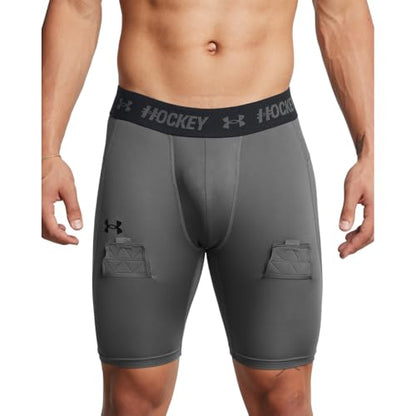 Under Armour Men's Hockey Compression Shorts - color: (025) Castlerock / / Black, size: Medium