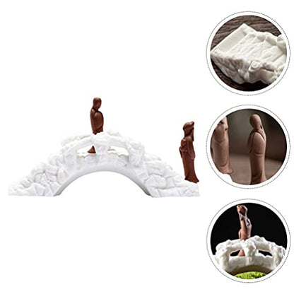 Cabilock 1pc Ornaments Miniture Decoration Zen Arc Bridge Climbing Ladder for Arch Plank Table Top Decor Mini Doll House Terrarium Bridge Glass Decor Ceramics Fish Tank Accessories White