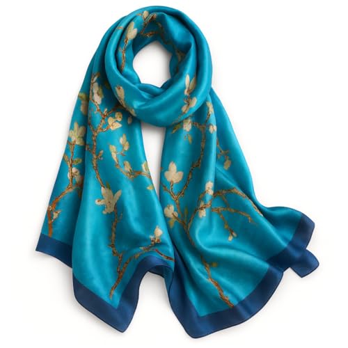 LONDON Women’s Satin Silky Scarf Gift Box Large Lightweight Silky Smooth Shawl Wrap for Hair, Head, Neck or Hijab - color: Almond Blossom - Box