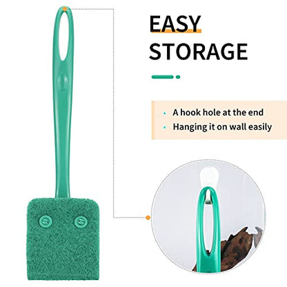Pawfly Fish Tank Cleaning Tools Aquarium Algae Scraper Sponge Brush Cleaning Scrubber with 10 inch Non-Slip Handle for Glass Fish Tanks