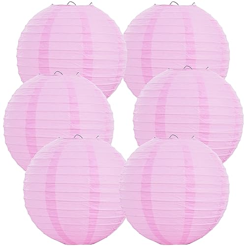 BEISHIDA 12-Inch Round Paper Lanterns Hanging Decorative Chinese Paper Lanterns Lamp for Valentine Birthday Wedding Party Decoration and Baby Bridal Shower（6 Packs） Pink - color: Pink, size: 12 Inch