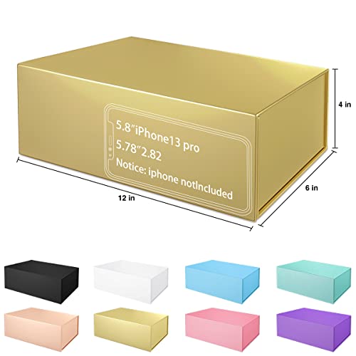 골드 선물 상자, 30.5 x 15.2 x 10.2cm(12 x 6 x 4인치), 자석 잠금 뚜껑 선물 상자, 신부 들러리 선물 상자, 귀여운 상자, 생일 선물 상자, 선물 포장을 위한 럭셔리, 선물 포장을 위한 자석 선물 상자 (골드/5개) - color: 골드/5개