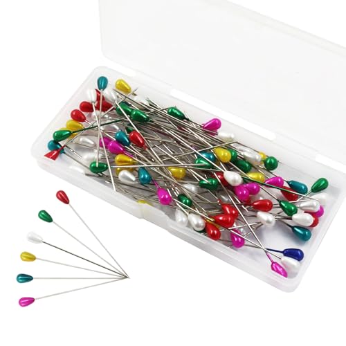 100 Pack Colorful Corsage Pins, Teardrop Pearl, 2 Inch - color: Multicolor