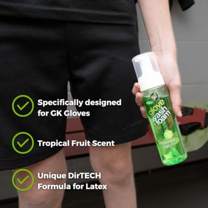 gloveglu Goalkeeper Gloves Wash & Foam | Specialized Foaming Wash Solution with DirTECH Latex Cleaning Formula | Deep Cleans Dirt & Sweat While Maintaining Grip and Glove Performance | 200ml - color: Peppermint Parry