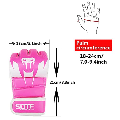 SOTF Punching Gloves for Adults MMA Training Gloves Men Fight Boxing Gloves Open Fingers Women - color: pink