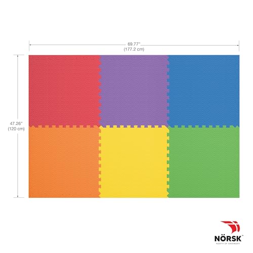 Dual-Sided Reversible 1/2" Foam Exercise Mats for Home Gym - Interlocking EVA Foam Tiles - color: Rainbow Pack/Black, size: 6 Tiles - 24 Sq. Ft.